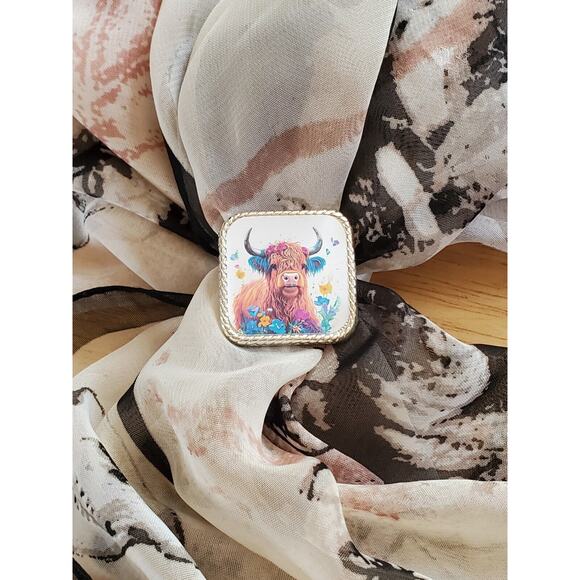 SLIDE Scarf Wild Rag Scarves Slide highland cow gift, bandana slide, western - Picture 3 of 3